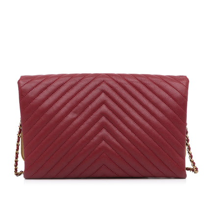 Rock Corner Chevron Wallet on Chain Red -  Re-Luxury