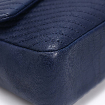 Chanel Navy Chevron Quilted Coco Flap