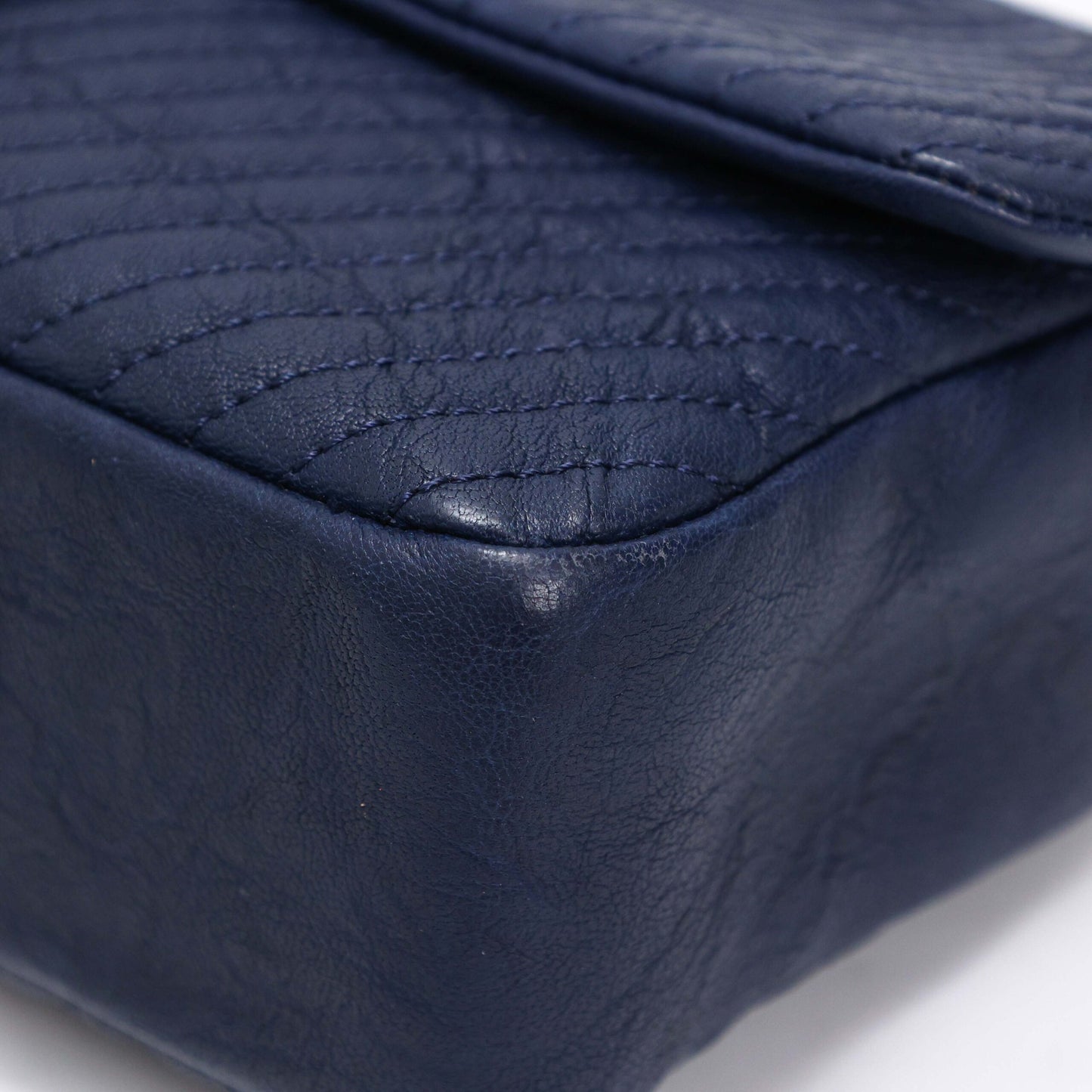 Chanel Navy Chevron Quilted Coco Flap