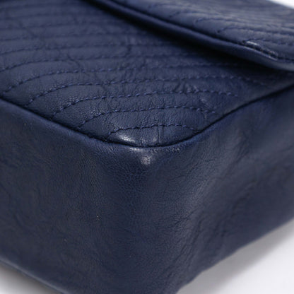 Chanel Navy Chevron Quilted Coco Flap