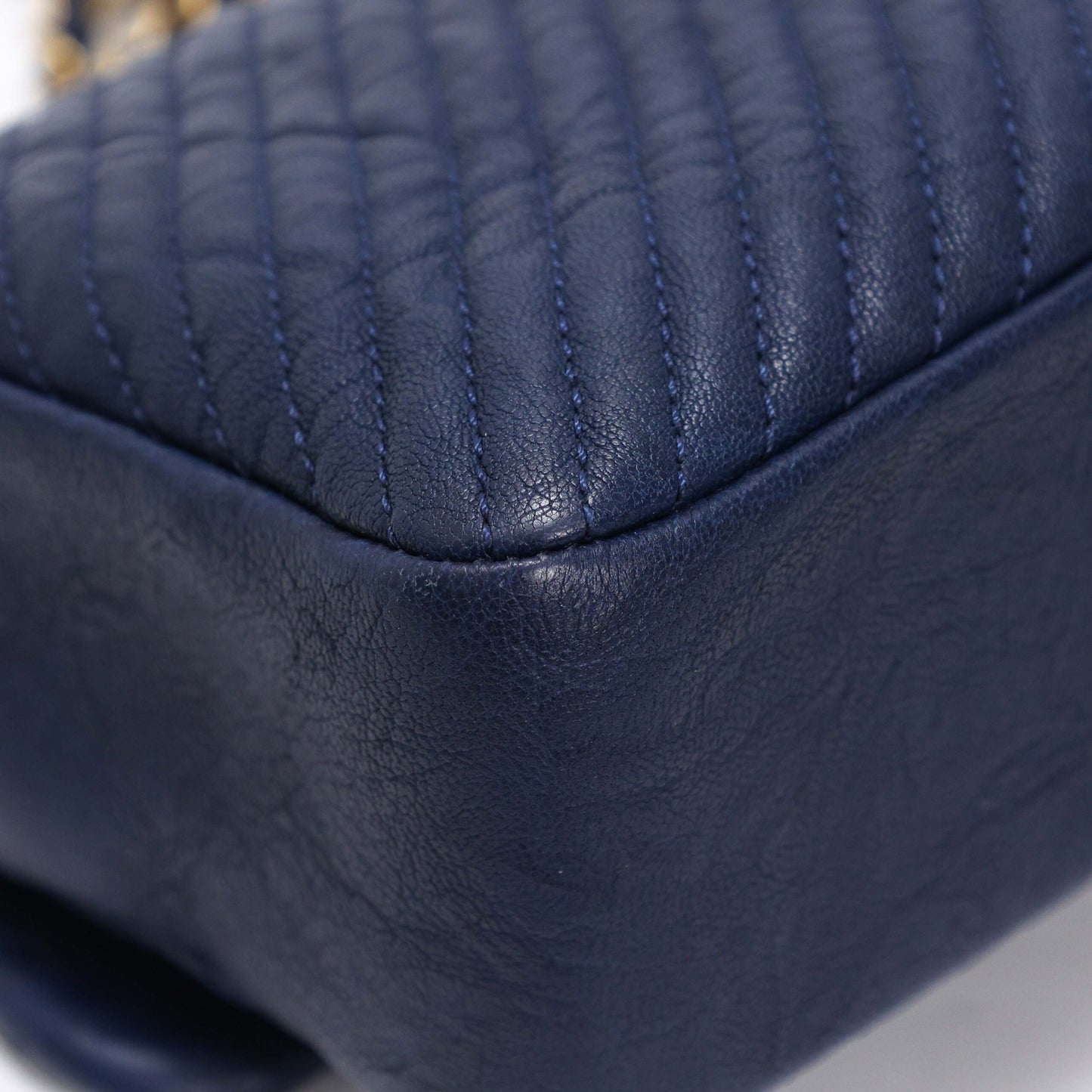 Chanel Navy Chevron Quilted Coco Flap