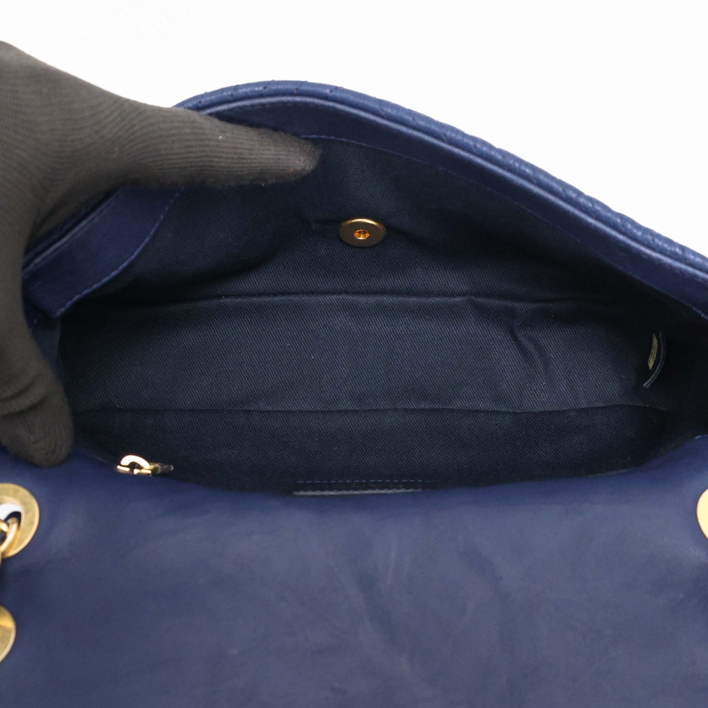 Chanel Navy Chevron Quilted Coco Flap