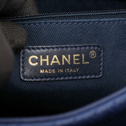 Chanel Navy Chevron Quilted Coco Flap