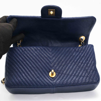 Chanel Navy Chevron Quilted Coco Flap