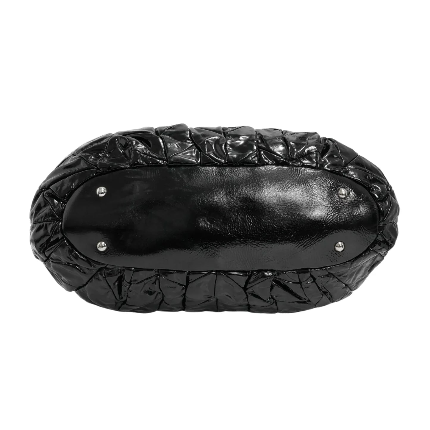 MIU MIU Pleated Patent Leather Tote Bag