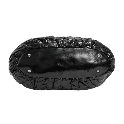 MIU MIU Pleated Patent Leather Tote Bag