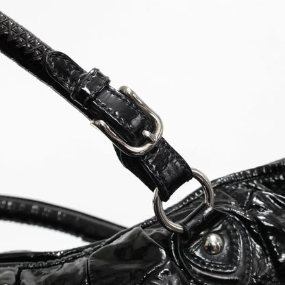 MIU MIU Pleated Patent Leather Tote Bag