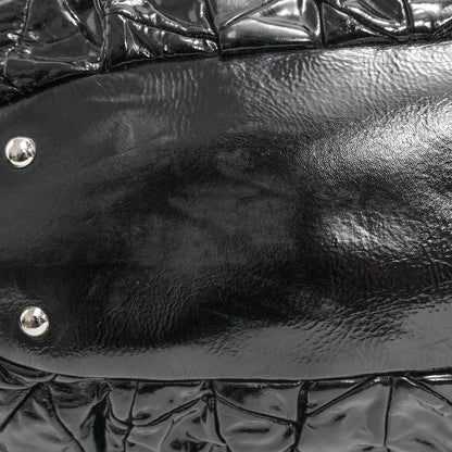 MIU MIU Pleated Patent Leather Tote Bag
