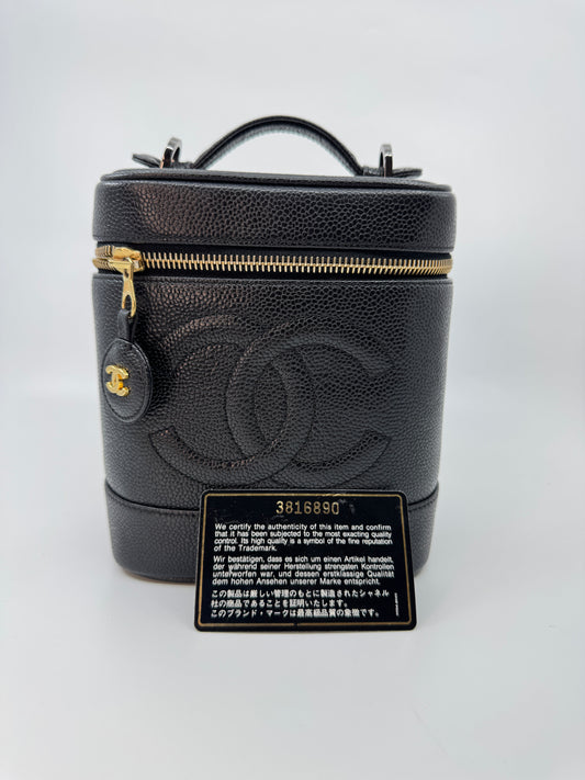 Chanel CC Caviar Vanity Bag Black