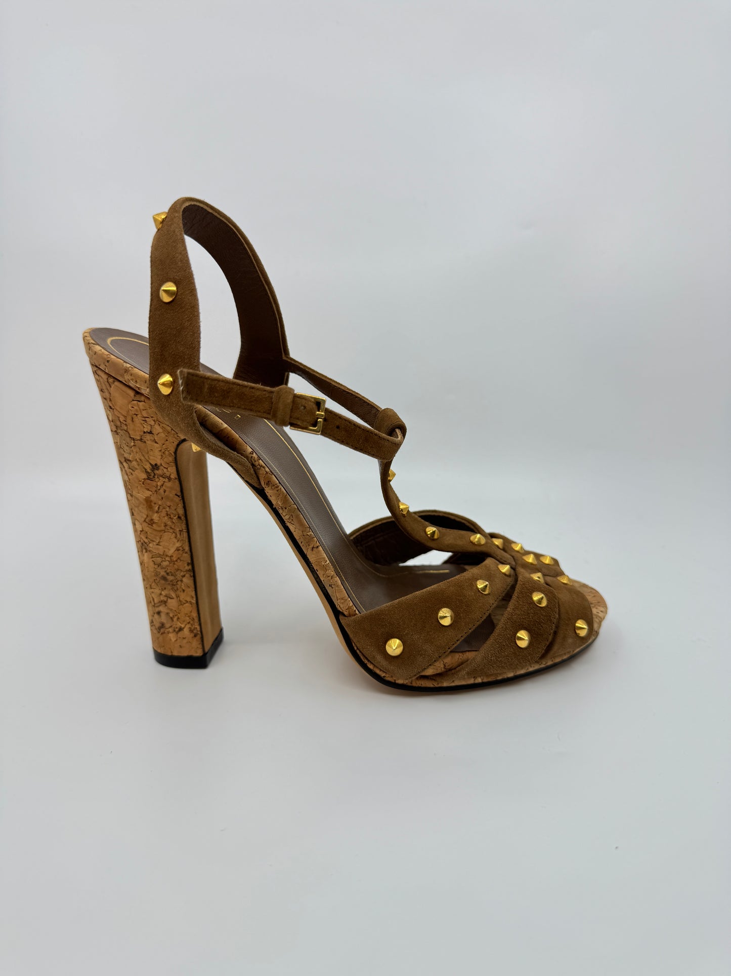 Gucci Jacquelyne Brown Suede Studded