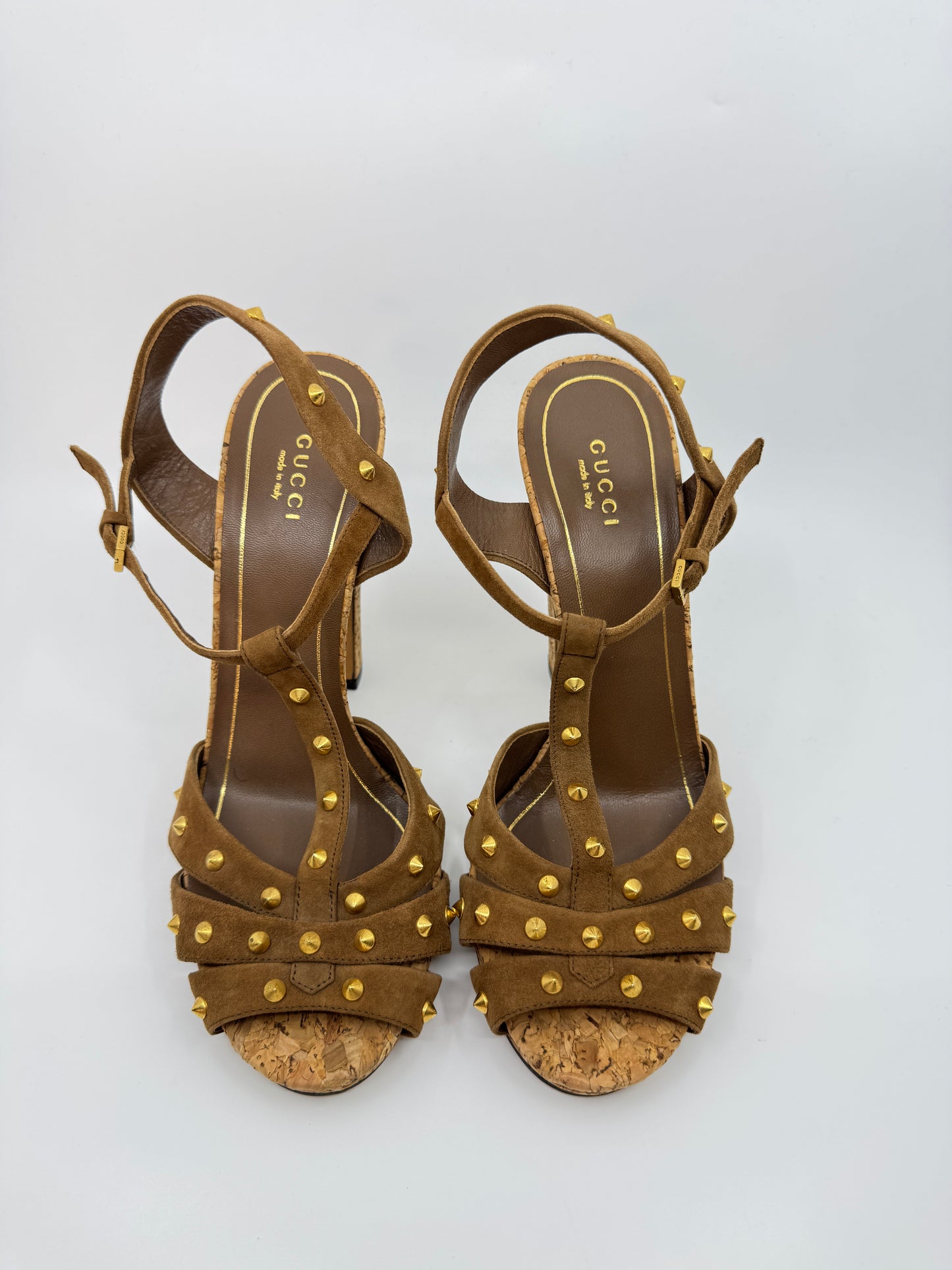 Gucci Jacquelyne Brown Suede Studded