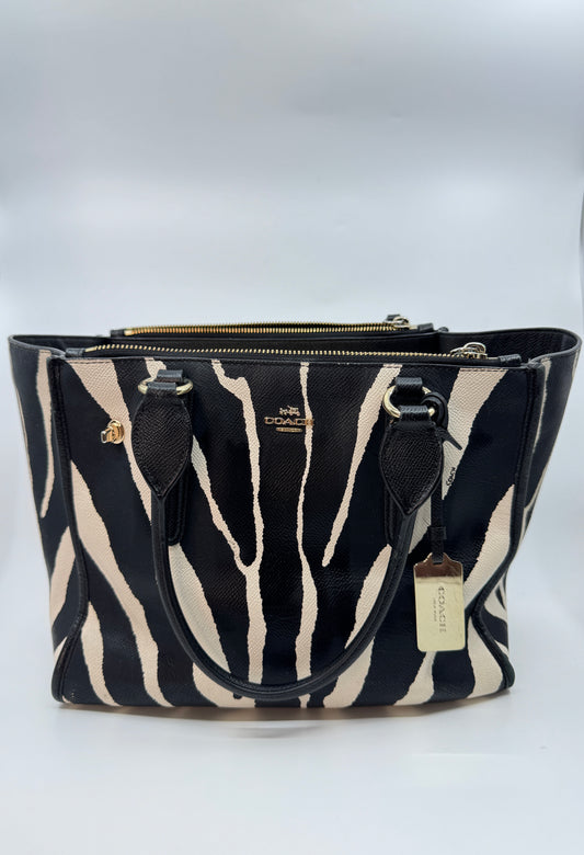 Coach CrosbyCarryall In Zebra Print Leather