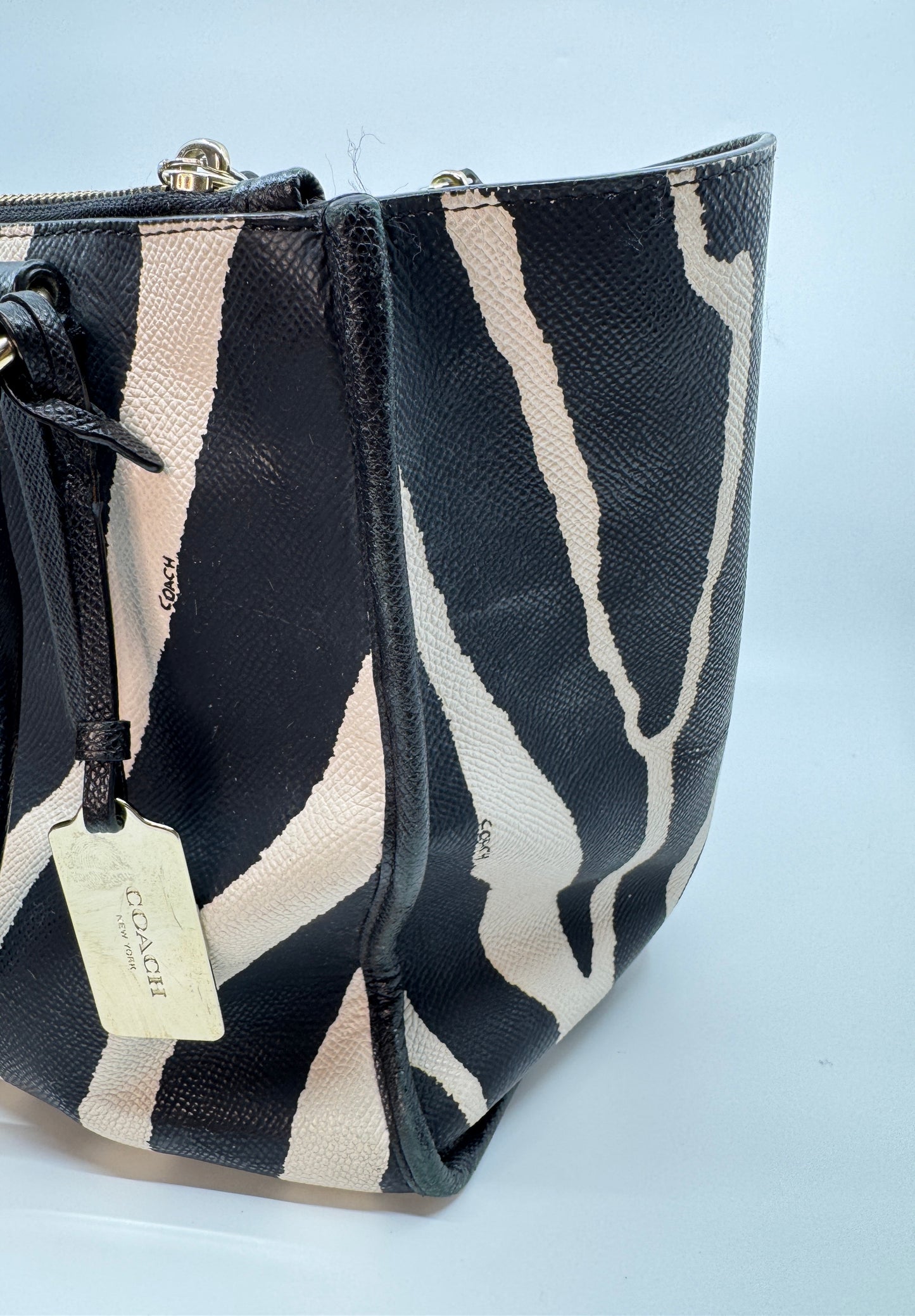 Coach CrosbyCarryall In Zebra Print Leather