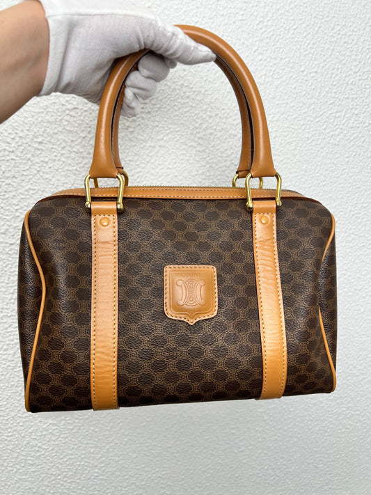 Celine Boston Brown Macadam Handbag