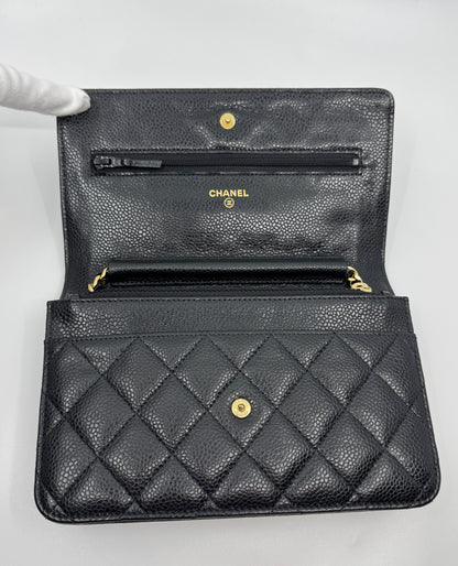 Chanel Wallet On Chain - Caviar Leather