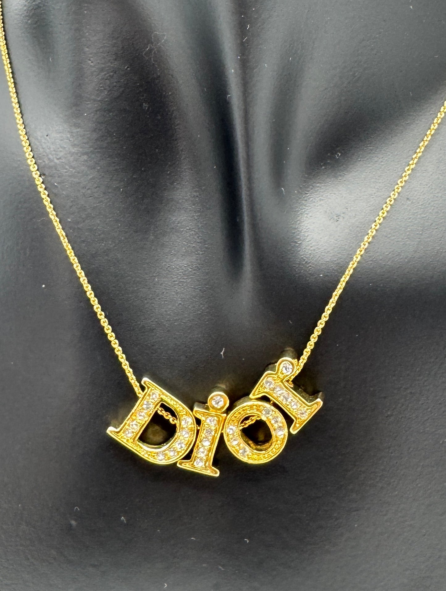 Christian Dior Rhinestone Letter Necklace