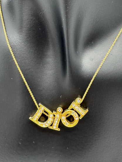 Christian Dior Rhinestone Letter Necklace