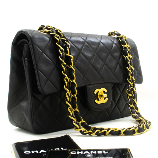Chanel Vintage Classic Double Flap Bag Quilted Lambskin Small