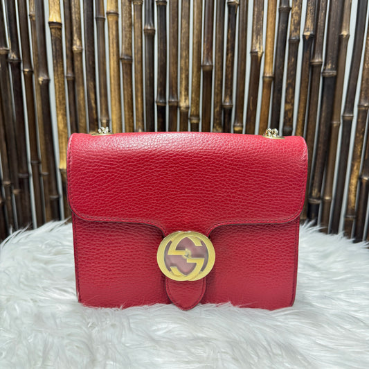 Preowned Gucci Small Dollar Interlocking G Crossbody Red