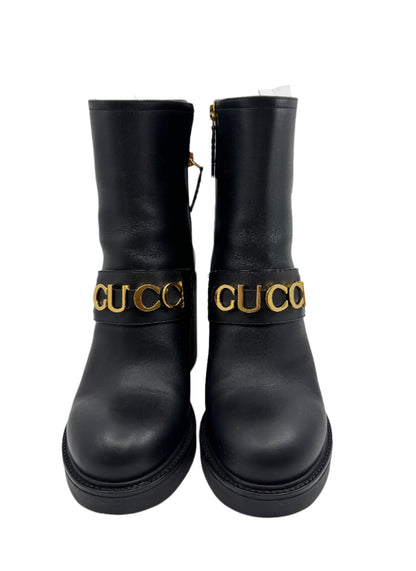 Gucci Black Leather Ankle Boots