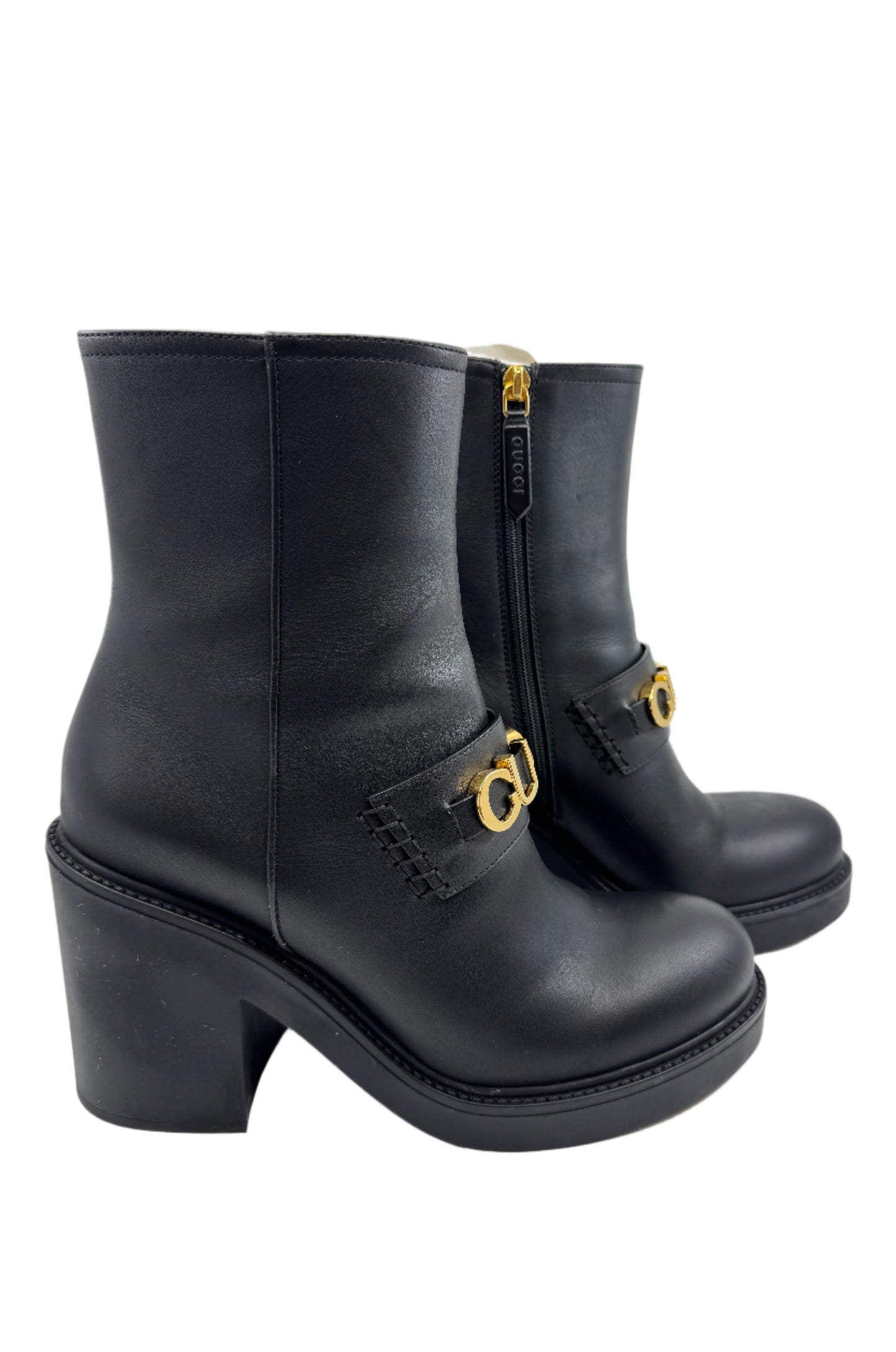 Gucci Black Leather Ankle Boots