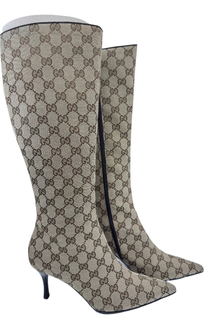 Gucci Vintage Monogram Knee High Boots