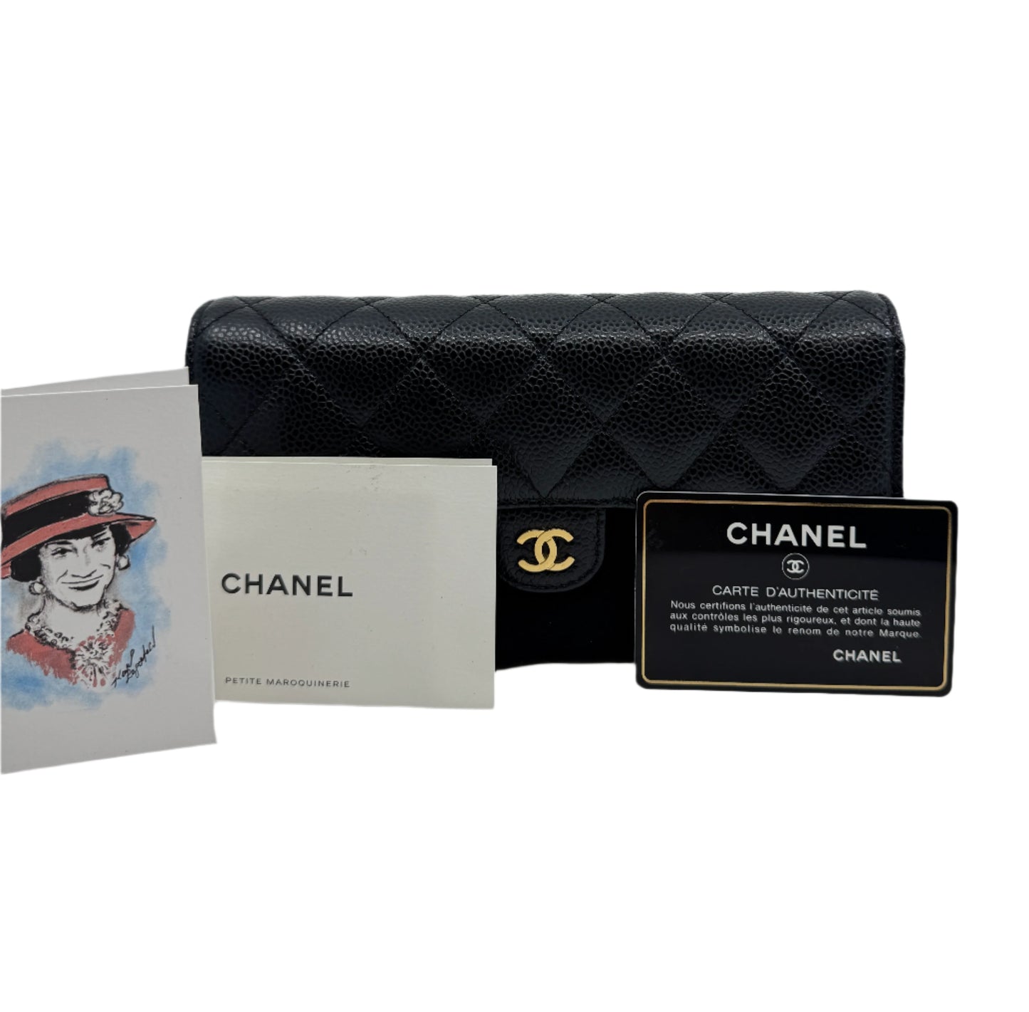 Chanel Black Caviar Long Flap Wallet