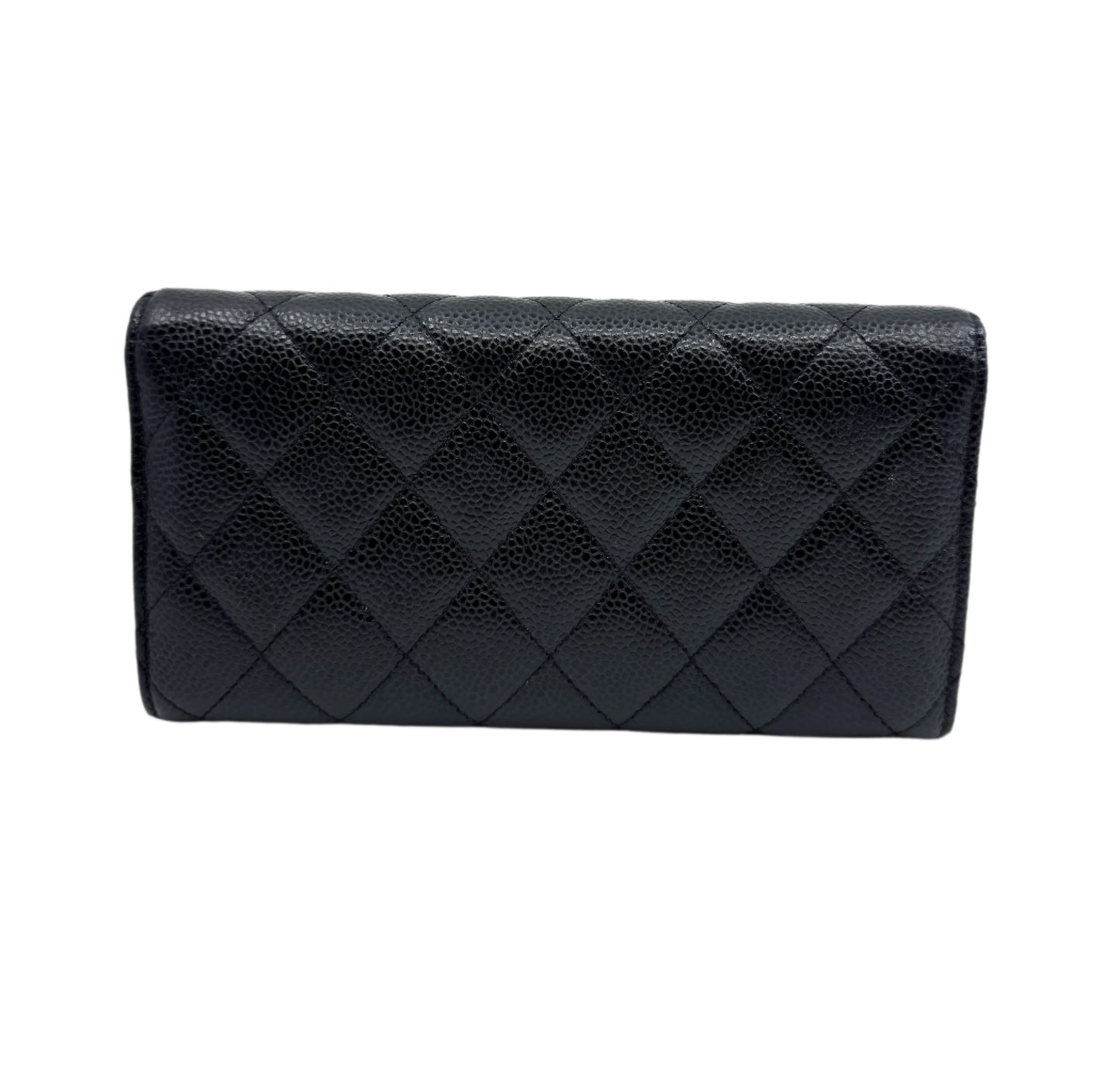 Chanel Black Caviar Long Flap Wallet