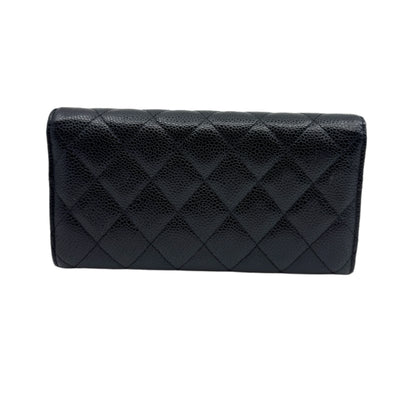 Chanel Black Caviar Long Flap Wallet