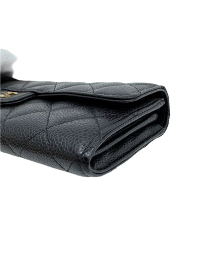 Chanel Black Caviar Long Flap Wallet