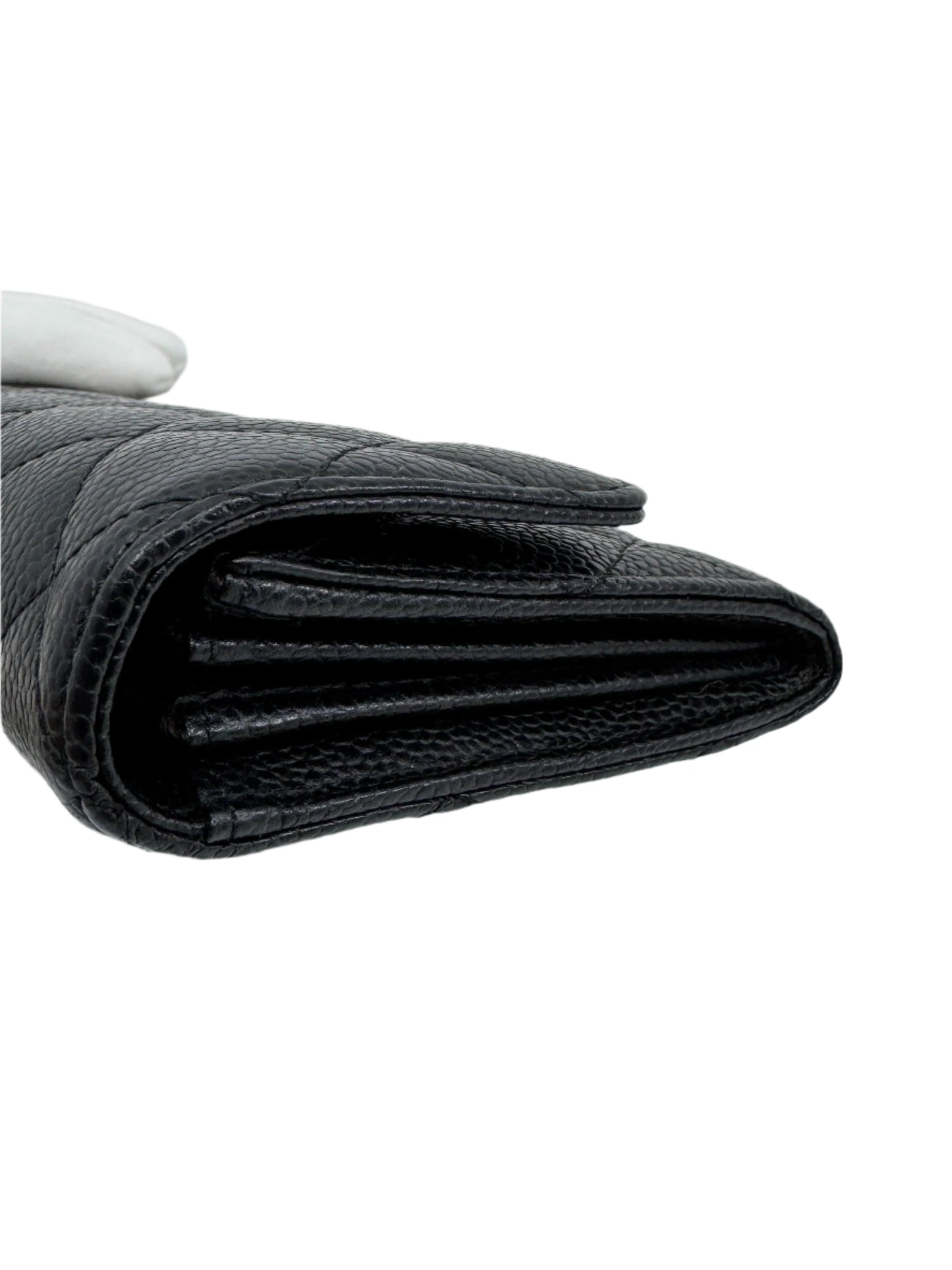 Chanel Black Caviar Long Flap Wallet