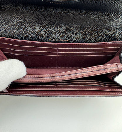 Chanel Black Caviar Long Flap Wallet