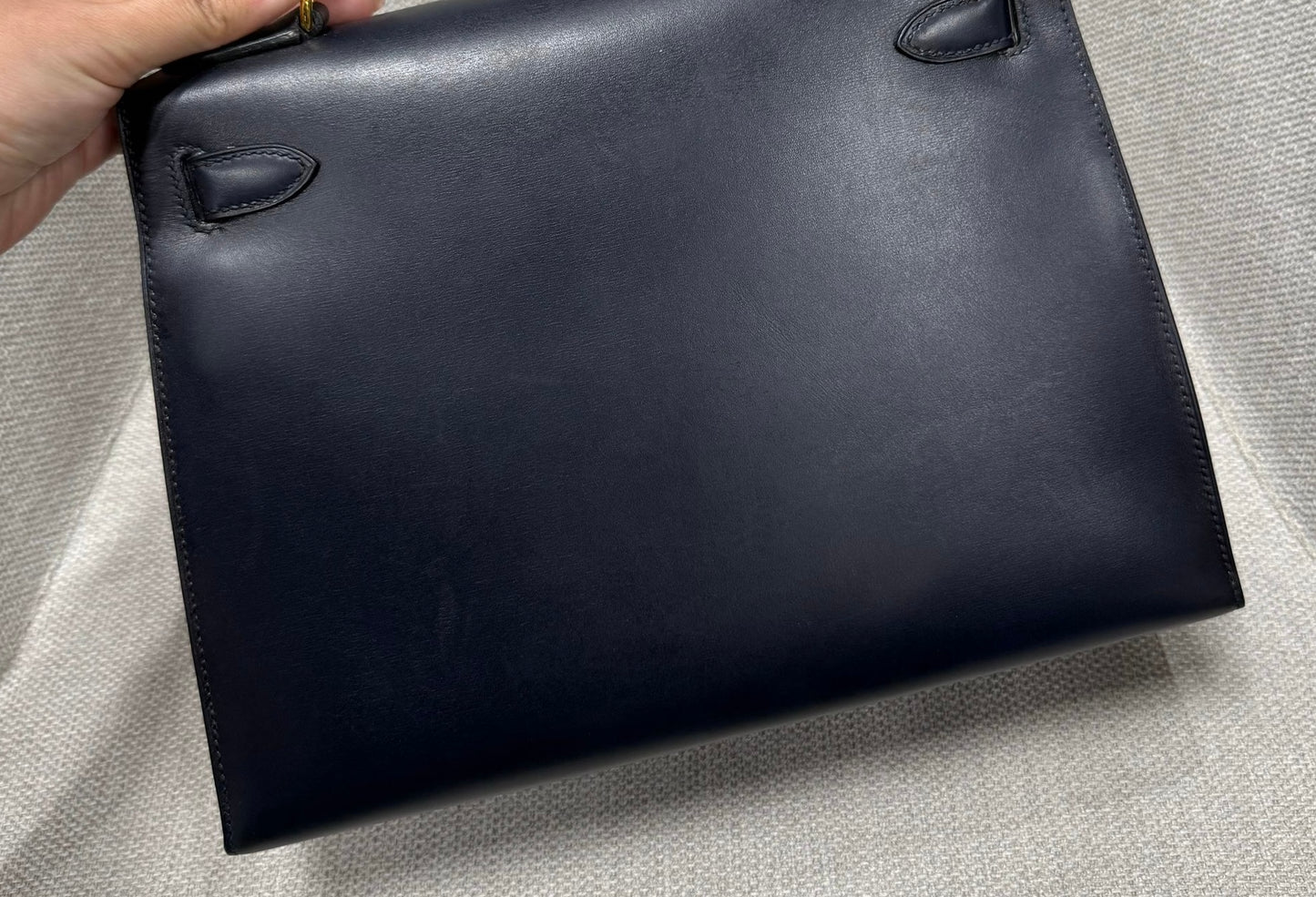 Hermès Kelly 28 Blue Indigo Box Calf Leather