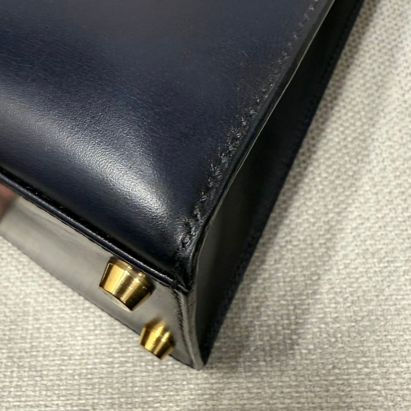 Hermès Kelly 28 Blue Indigo Box Calf Leather