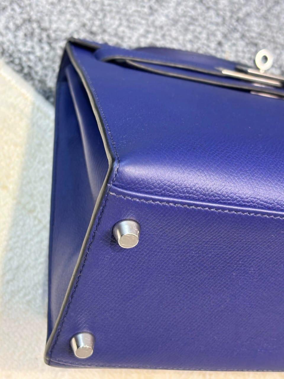 Hermès Kelly 28 Blue Indigo Box Calf Leather