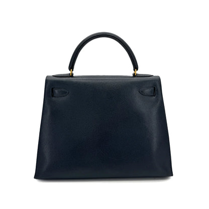 Hermès Kelly 28 Blue Indigo Couchevel Leather