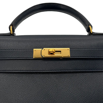 Hermès Kelly 28 Blue Indigo Couchevel Leather