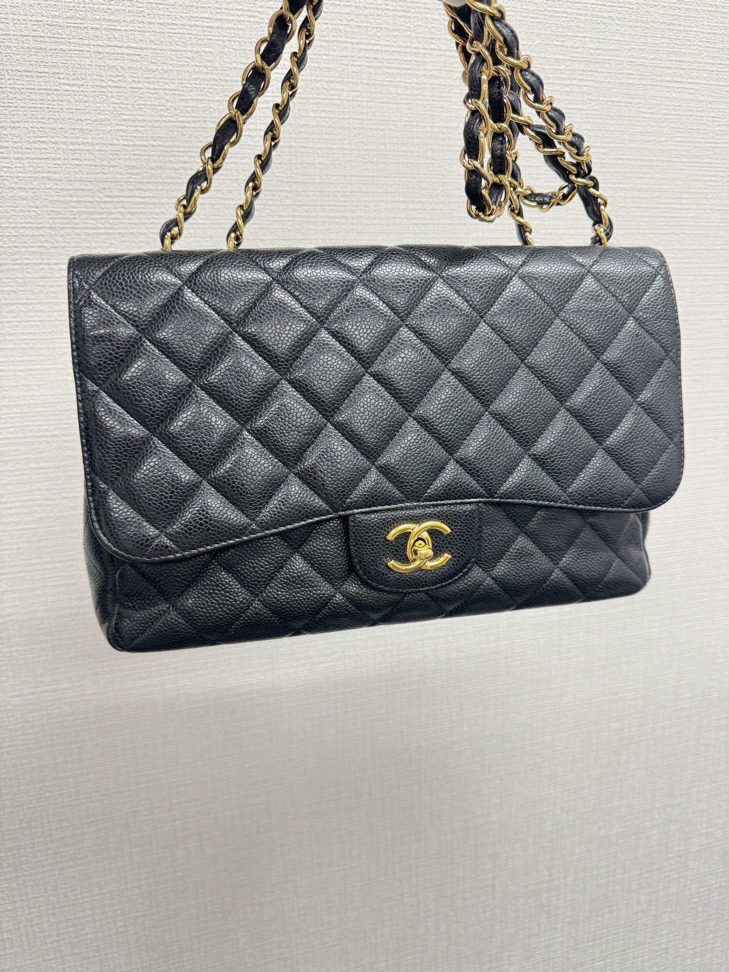 Chanel Jumbo Flap Bag - Caviar Leather Gold Hardware