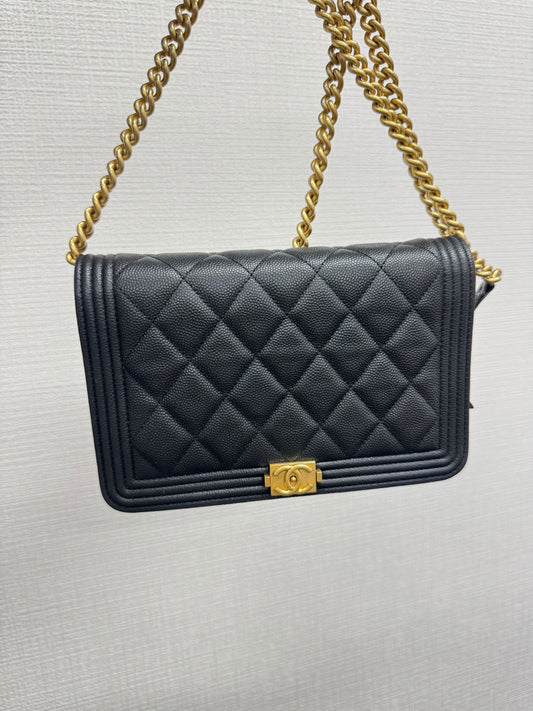 Chanel Boy Wallet On Chain - Caviar Leather