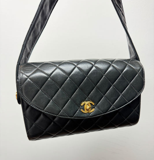 Chanel Rare Vintage Quilted CC Shoulder Bag