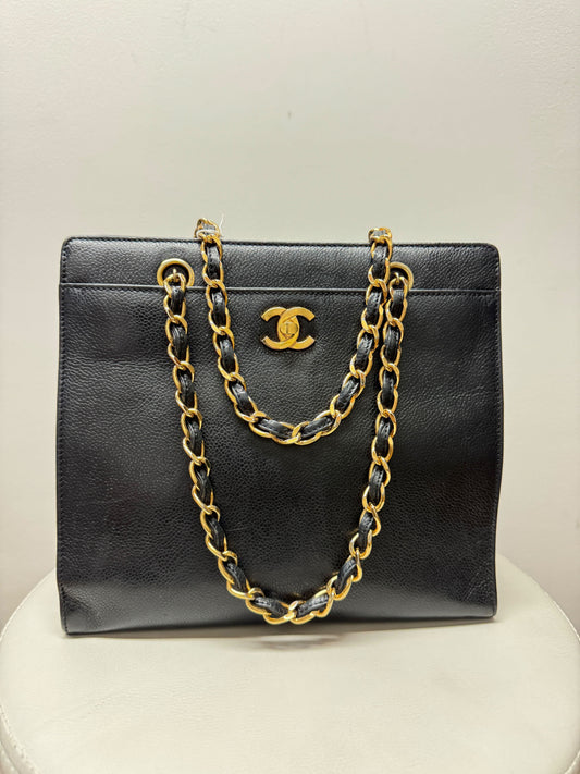 Chanel Vintage Black Caviar Leather Bag