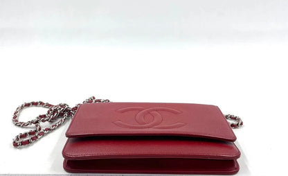 Chanel Classic Wallet on Chain Double CC Red - Caviar Leather