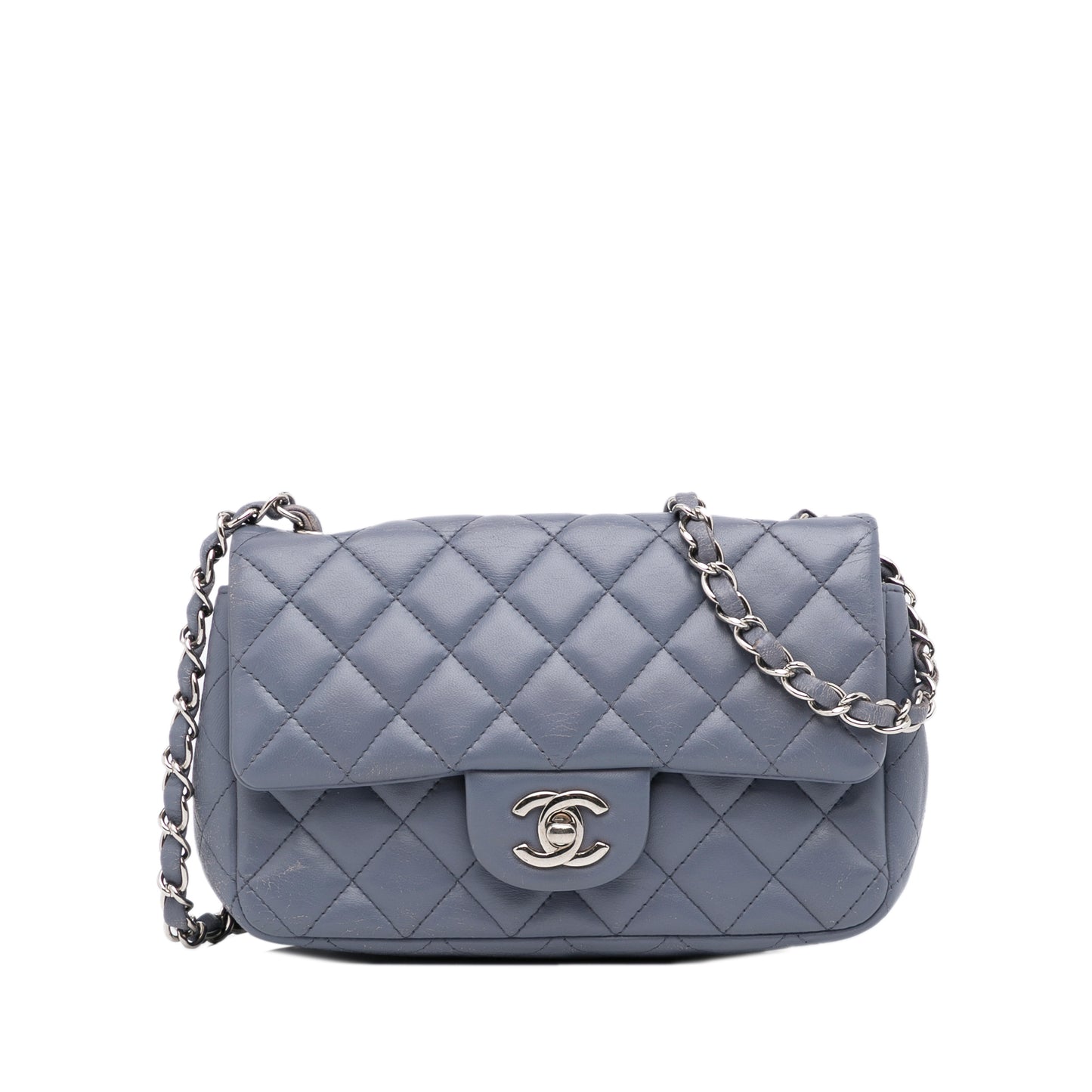 Mini Classic Lambskin Rectangular Single Flap Gray -  Re-Luxury