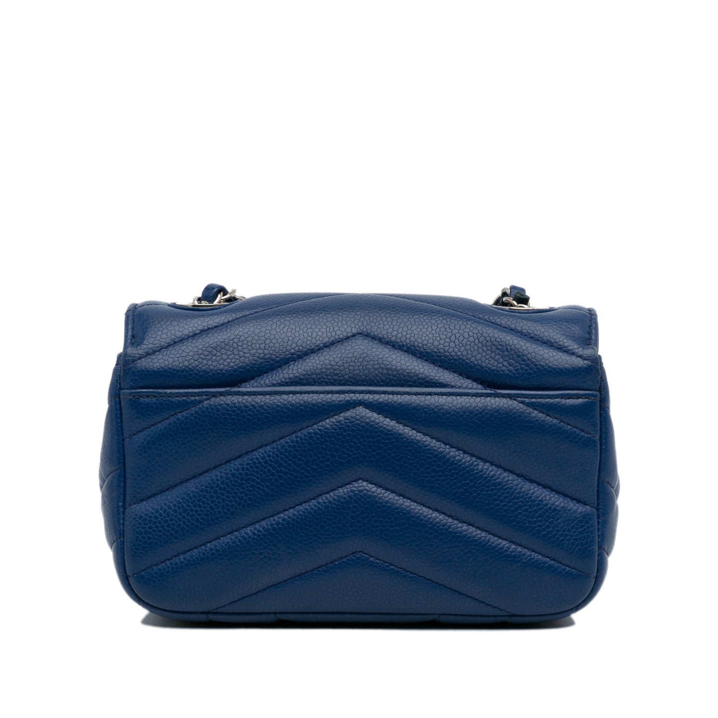 Mini Caviar Chevron Data Center Envelope Flap Bag Blue -  Re-Luxury