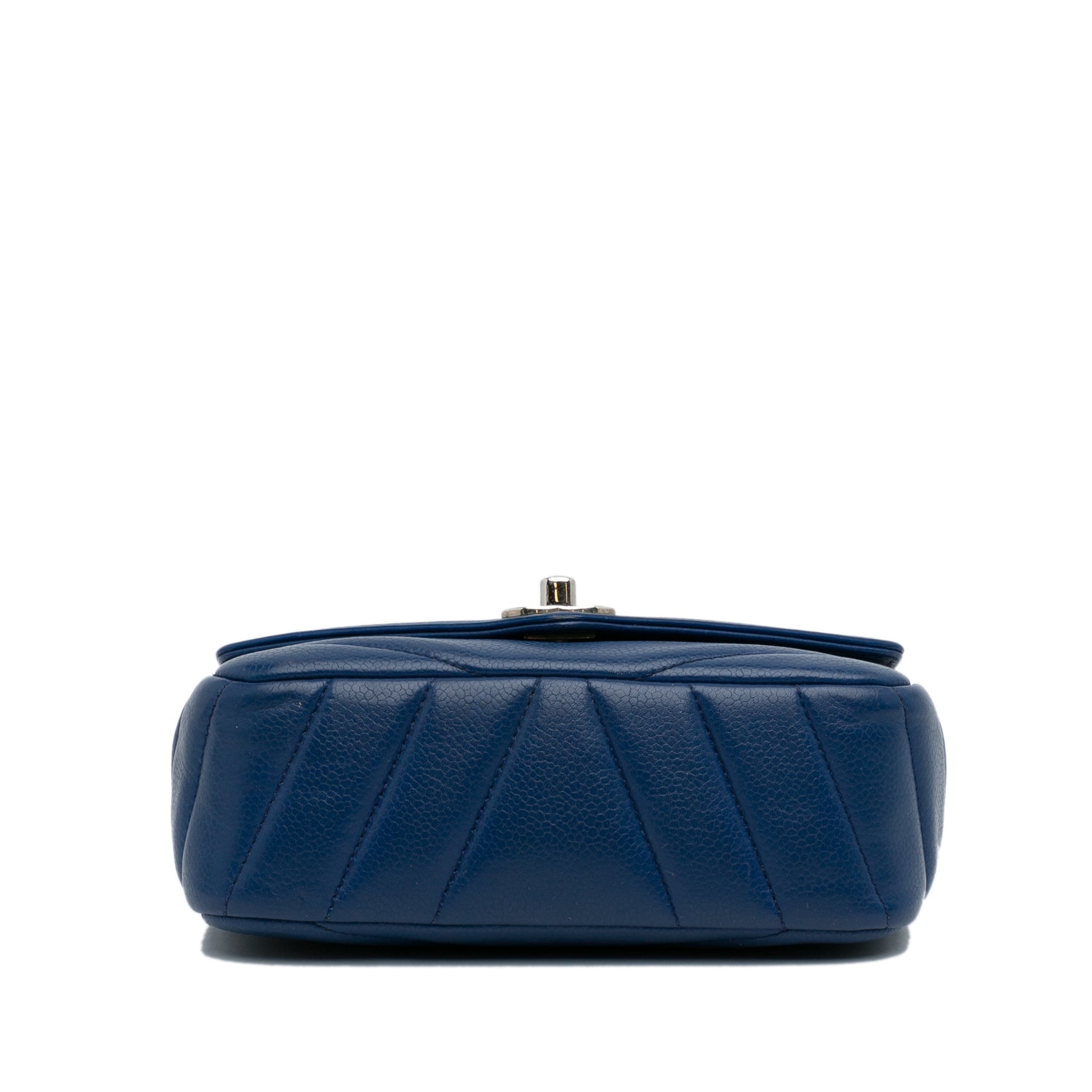 Mini Caviar Chevron Data Center Envelope Flap Bag Blue -  Re-Luxury