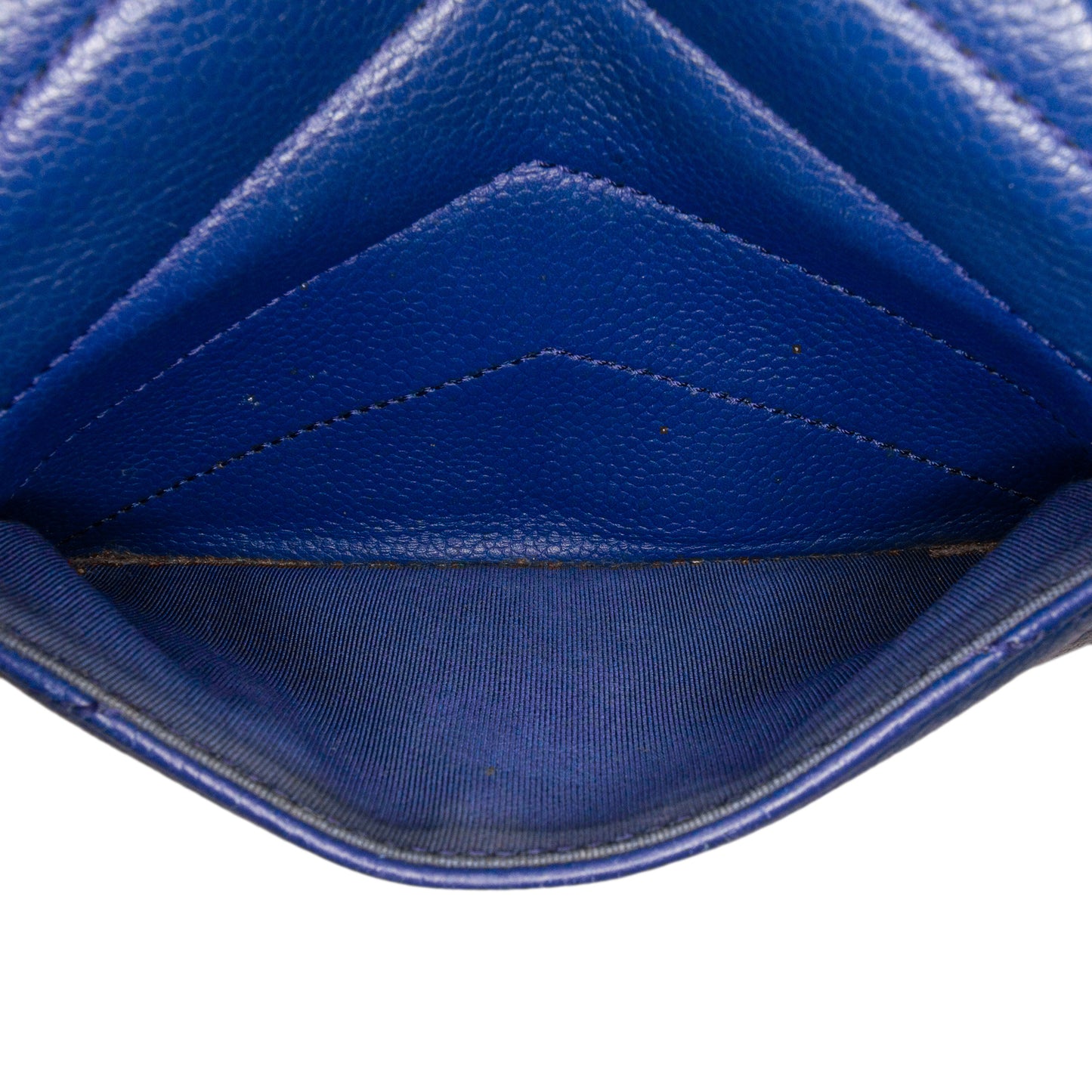 Mini Caviar Chevron Data Center Envelope Flap Bag Blue -  Re-Luxury