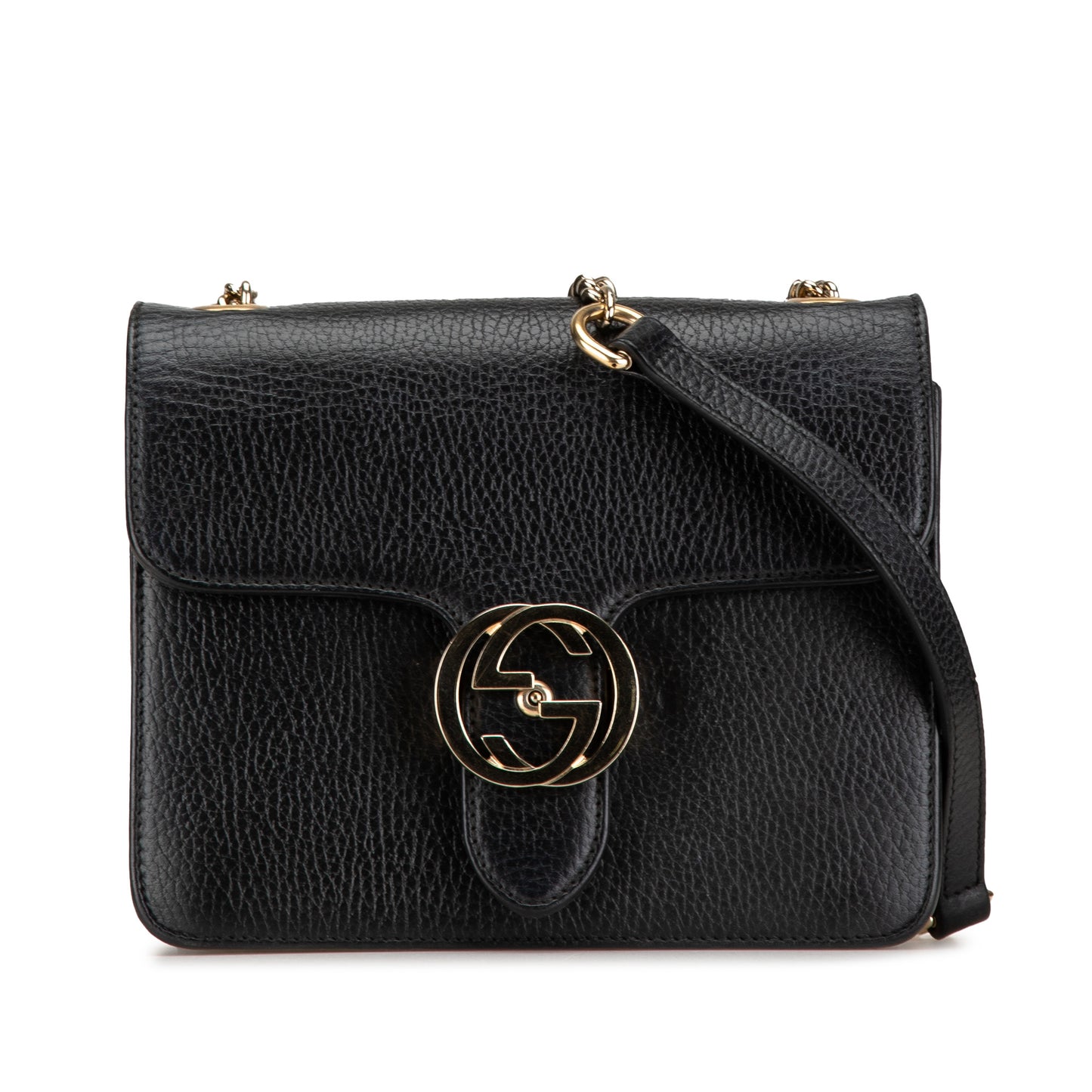 Small Dollar Calfskin Interlocking G Crossbody Black -  Re-Luxury