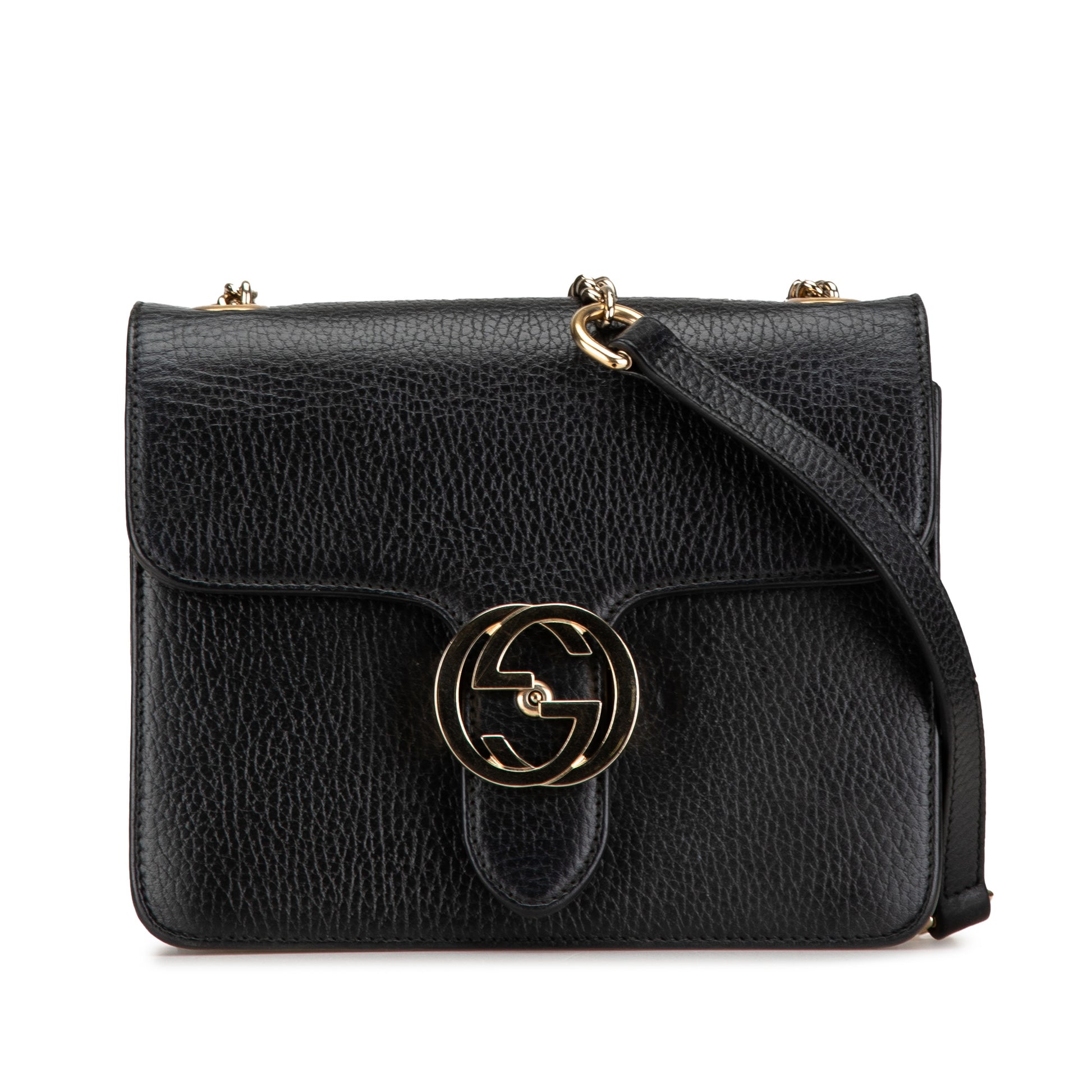 Small Dollar Calfskin Interlocking G Crossbody Black -  Re-Luxury