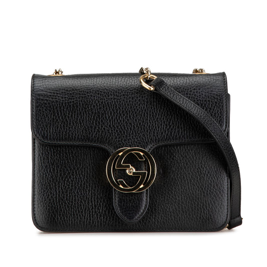 Small Dollar Calfskin Interlocking G Crossbody Black -  Re-Luxury