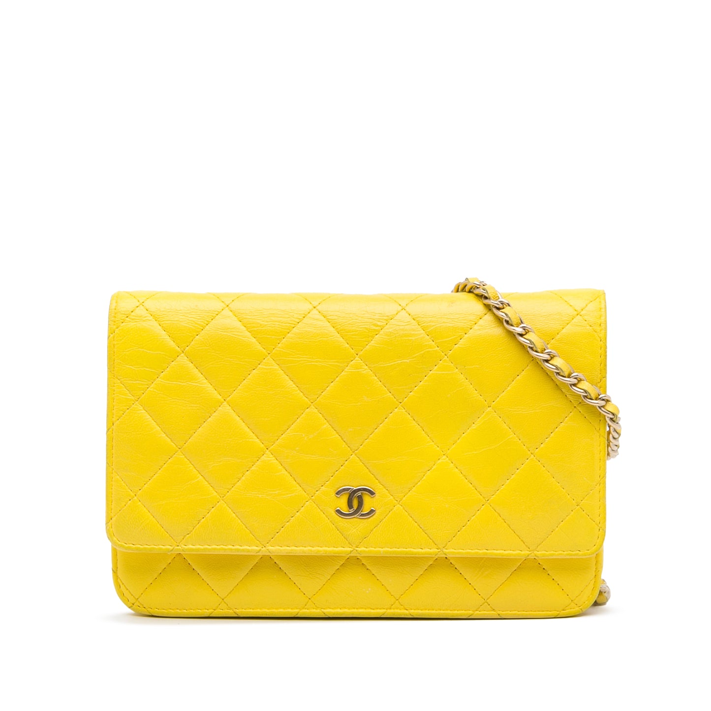 Classic Lambskin Wallet on Chain Yellow -  Re-Luxury